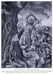 Malchy felling the Munster Coronation Tree, 1920